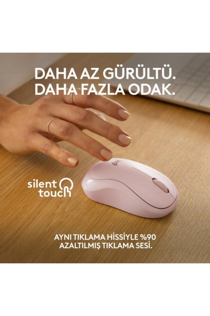 Logitech M240 910-007121 Pembe Sessiz Optik Kablosuz Mouse Outlet