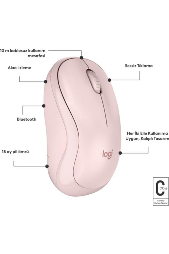 Logitech M240 910-007121 Pembe Sessiz Optik Kablosuz Mouse Outlet
