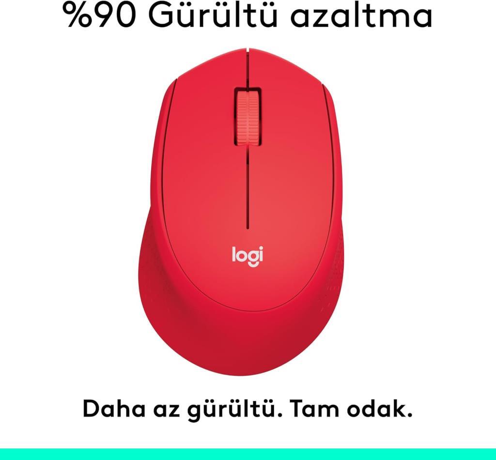Logitech M330 Silent Plus 910-004911 Kırmızı Sessiz Optik Kablosuz Mouse