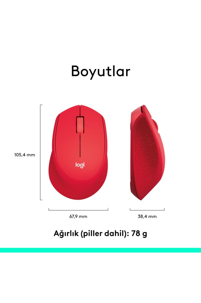 Logitech M330 Silent Plus 910-004911 Kırmızı Sessiz Optik Kablosuz Mouse Teşhir