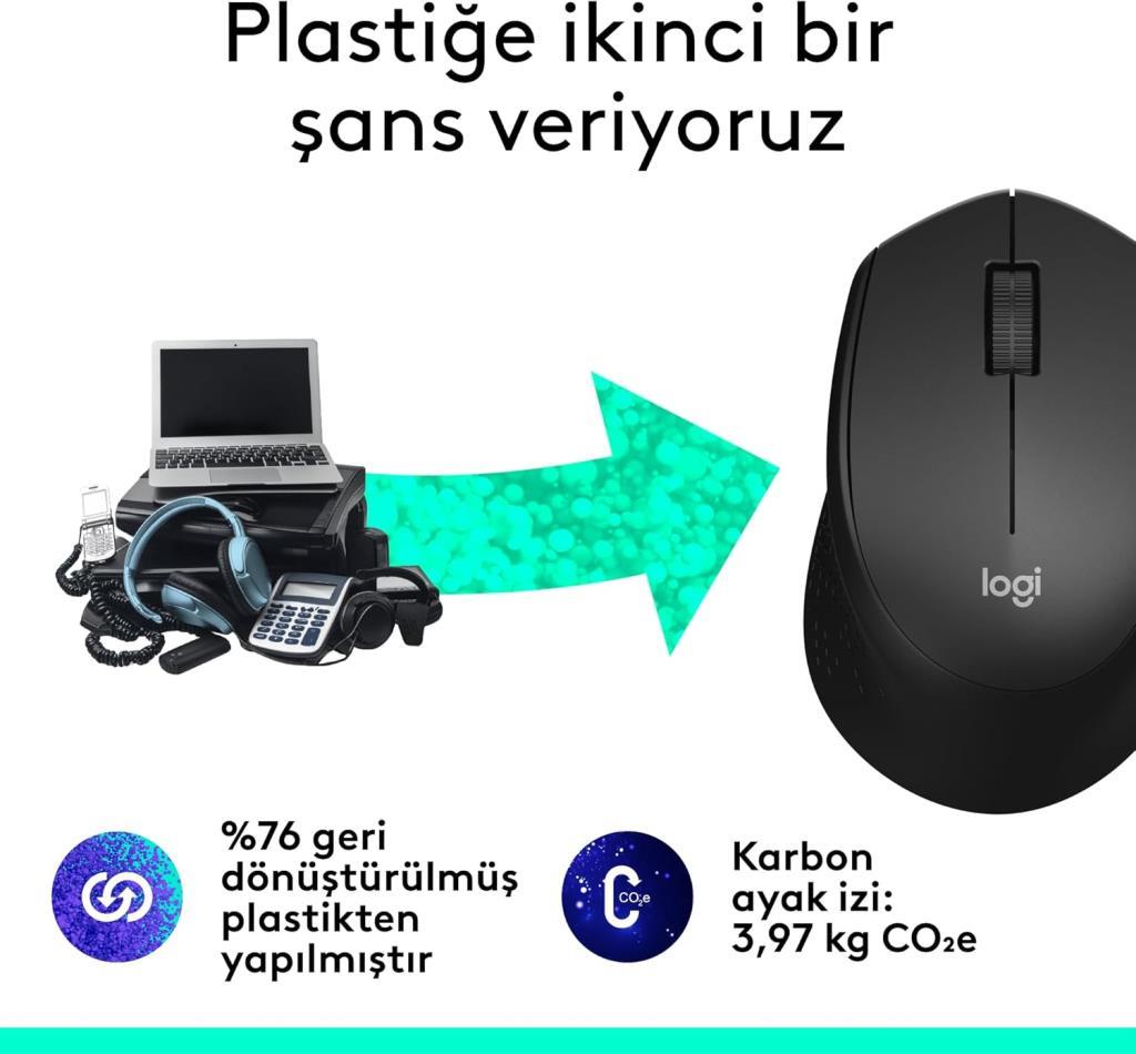 Logitech M330 Silent Plus 910-004909 Siyah Sessiz Optik Kablosuz Mouse- TEŞHİR