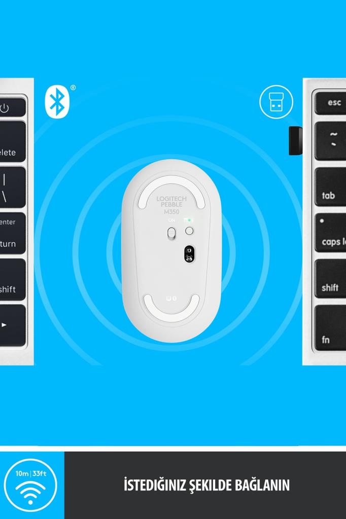 Logitech Pebble M350 910-005716 Beyaz Sessiz Optik Kablosuz Mouse