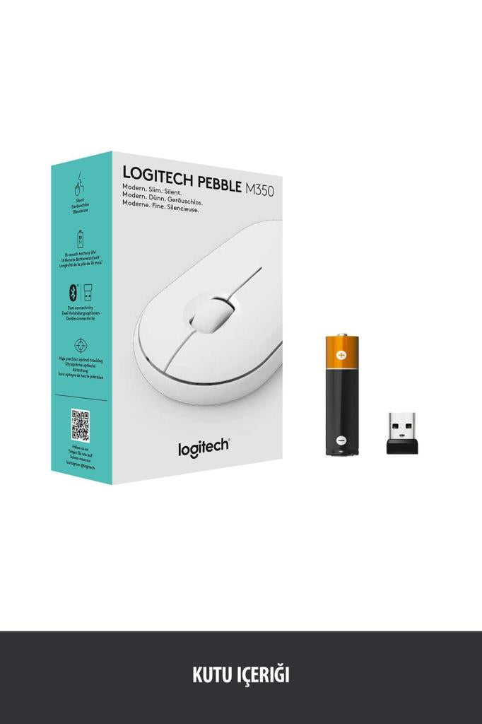 Logitech Pebble M350 910-005716 Beyaz Sessiz Optik Kablosuz Mouse