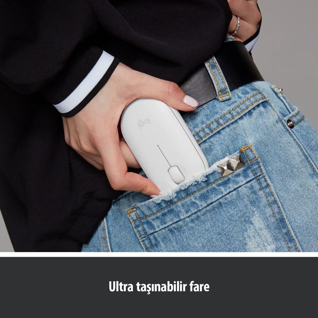 Logitech Pebble M350 910-005716 Beyaz Sessiz Optik Kablosuz Mouse - outlet