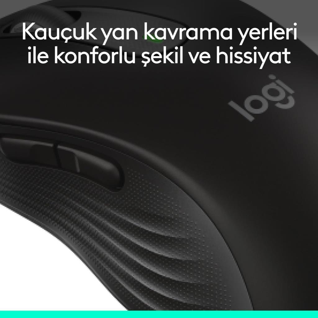 Logitech M650 Signature 910-006236 Siyah Sessiz Büyük Boy Sağ El Optik Kablosuz Mouse Teşhir