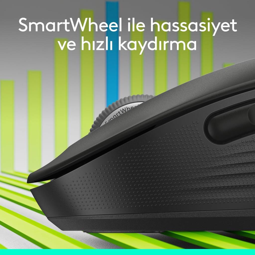 Logitech M650 Signature 910-006236 Siyah Sessiz Büyük Boy Sağ El Optik Kablosuz Mouse Teşhir