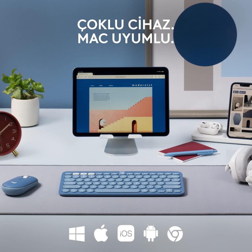 Logitech K380 Mavi Kablosuz Klavye Outlet
