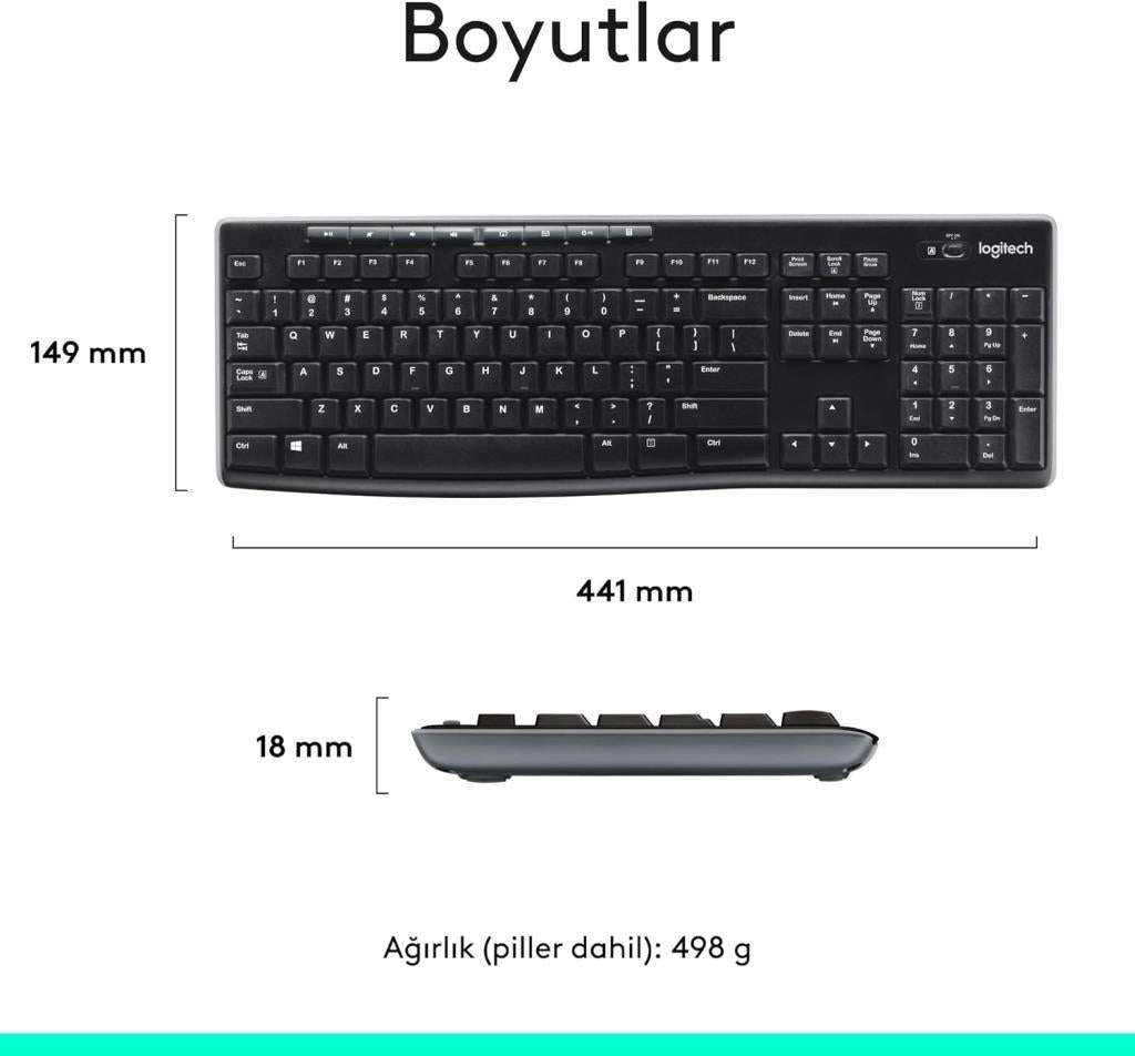 Logitech MK270 920-004525 Kablosuz Klavye Mouse Seti Outlet