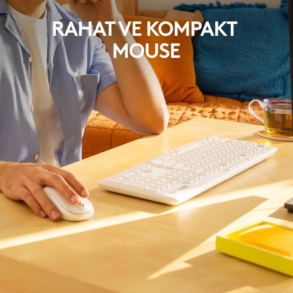 Logitech MK295 Silent Beyaz Kablosuz Klavye Mouse Seti - Teşhir