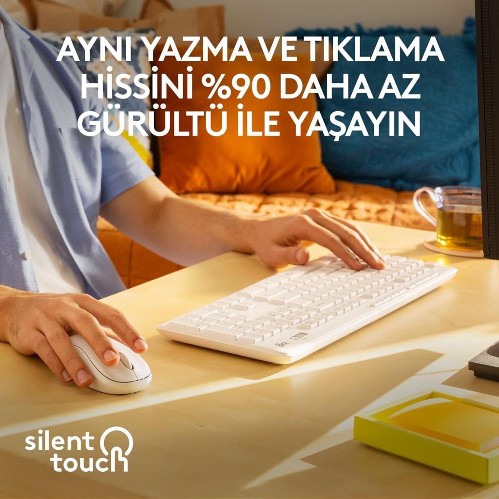 Logitech MK295 Silent Beyaz Kablosuz Klavye Mouse Seti - Teşhir