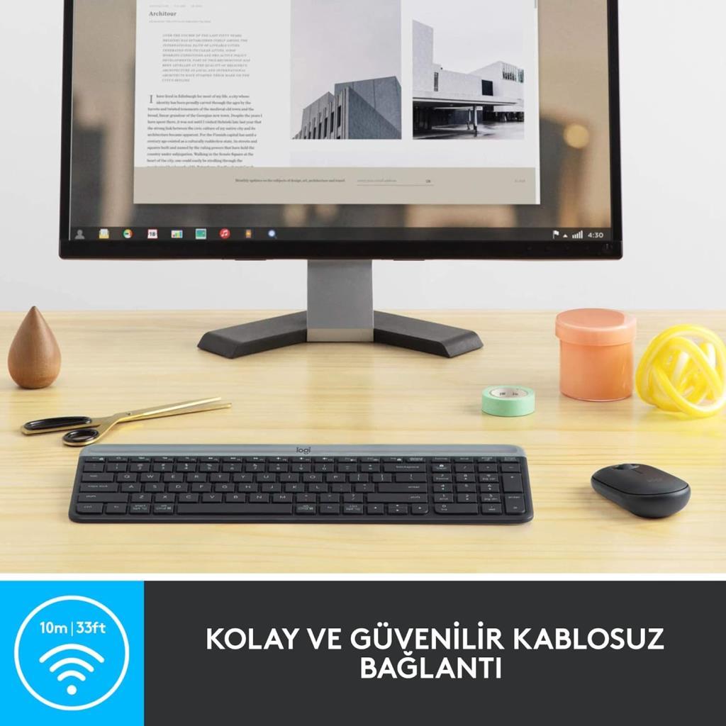 Logitech MK470 Siyah Kablosuz Klavye Mouse Seti Outlet