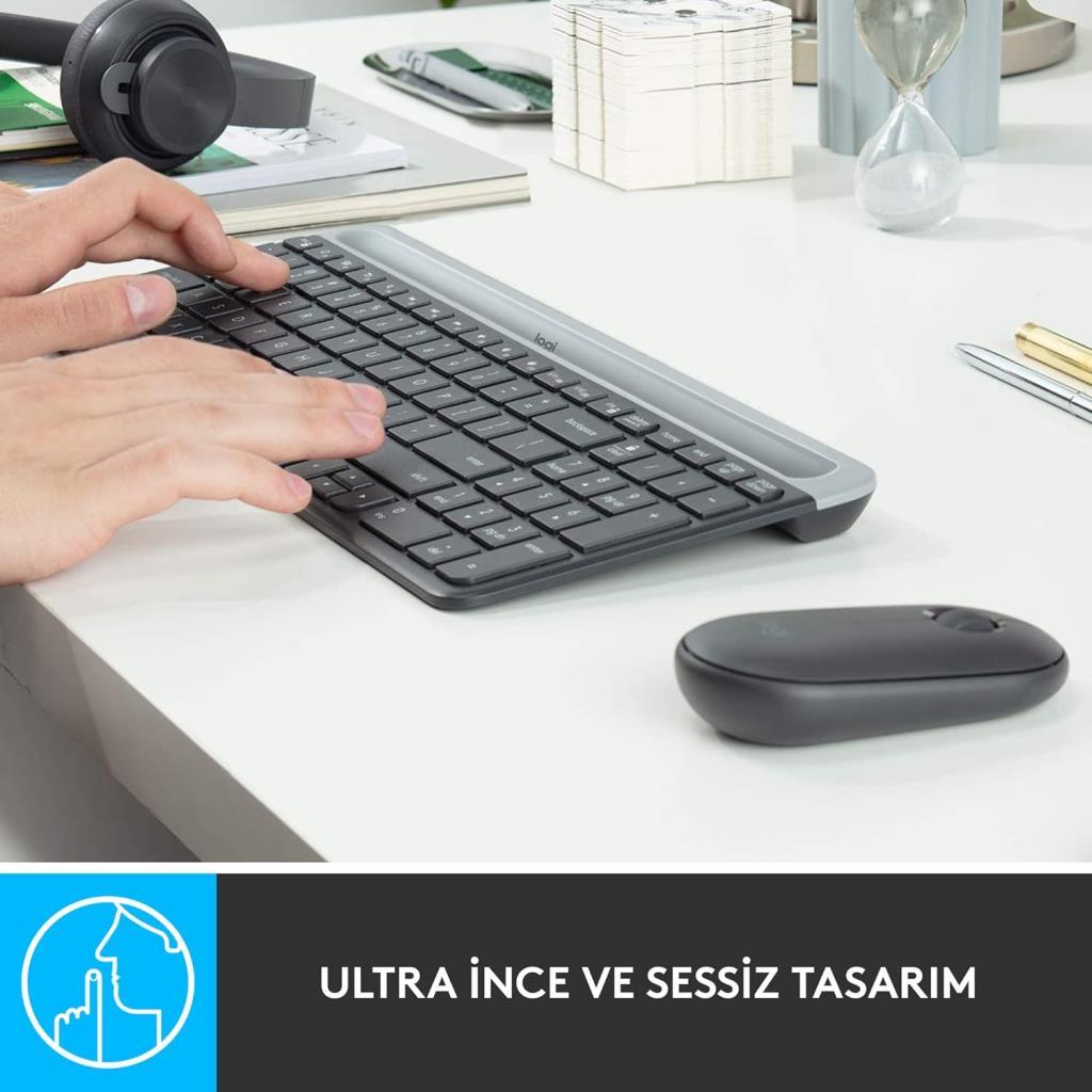 Logitech MK470 Siyah Kablosuz Klavye Mouse Seti Outlet