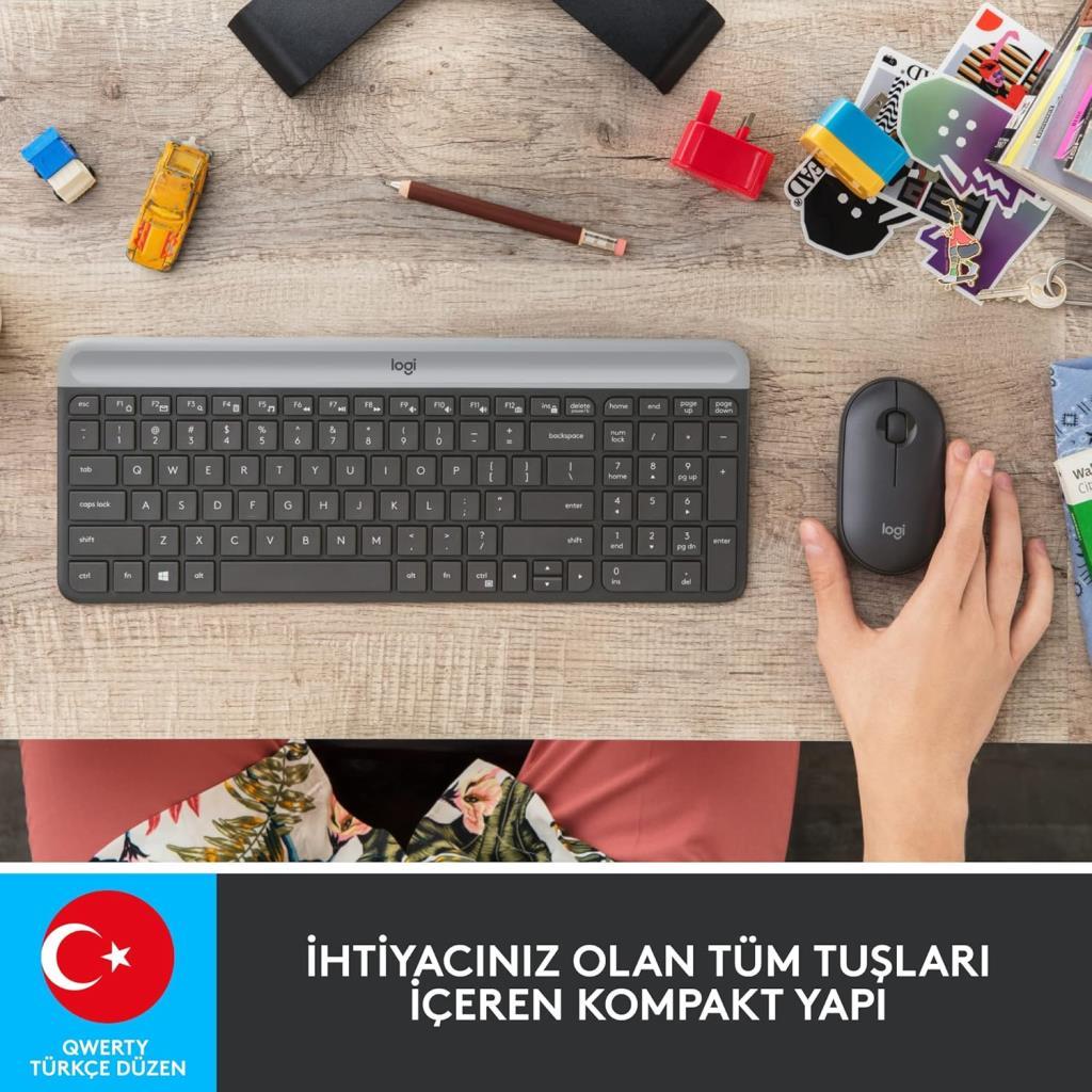 Logitech MK470 Siyah Kablosuz Klavye Mouse Seti Outlet