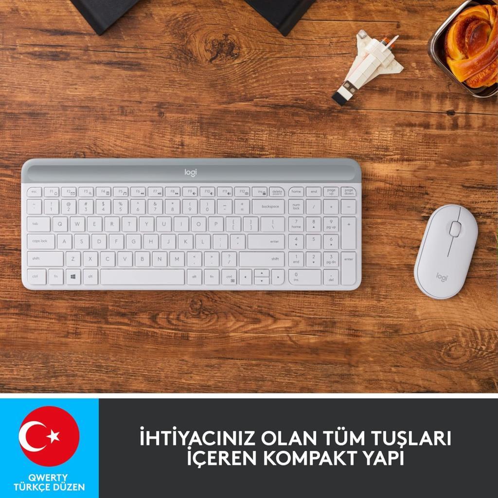 Logitech MK470 920-009436 Beyaz Kablosuz Klavye Mouse Seti - Outlet