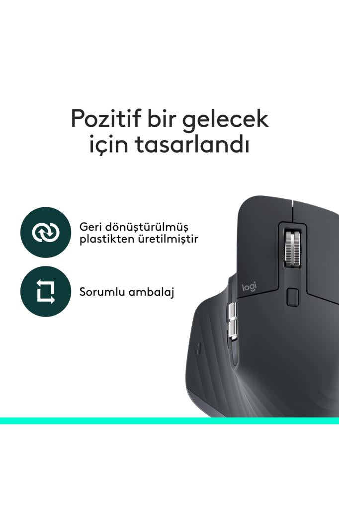 Logitech Mx Master 3S 910-006559 Siyah Şarjlı Sessiz Ergonomik Optik Kablosuz Mouse Teşhir
