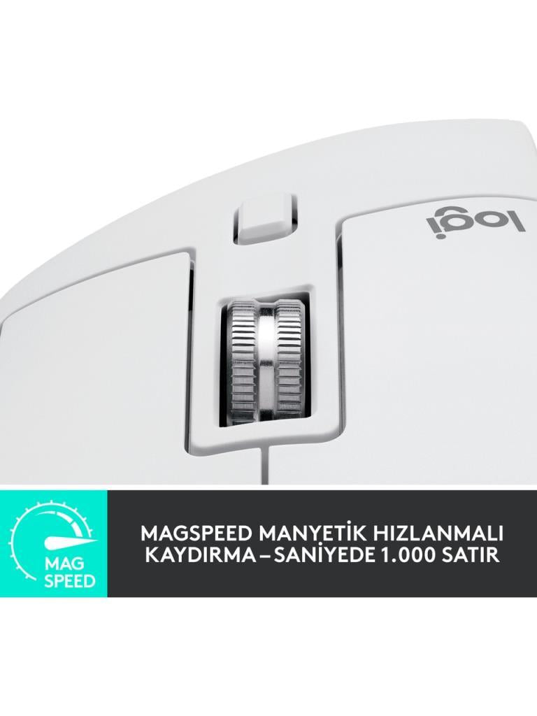 Logitech Mx Master 3S 910-006560 Açık Gri Şarjlı Sessiz Ergonomik Lazer Kablosuz Mouse - Outlet