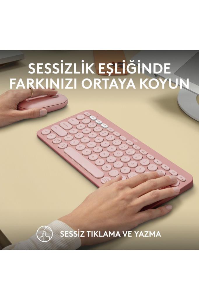 Logitech Pebble 2 Combo 920-012247 Pembe TKL Kablosuz Klavye Mouse Seti - TEŞHİR