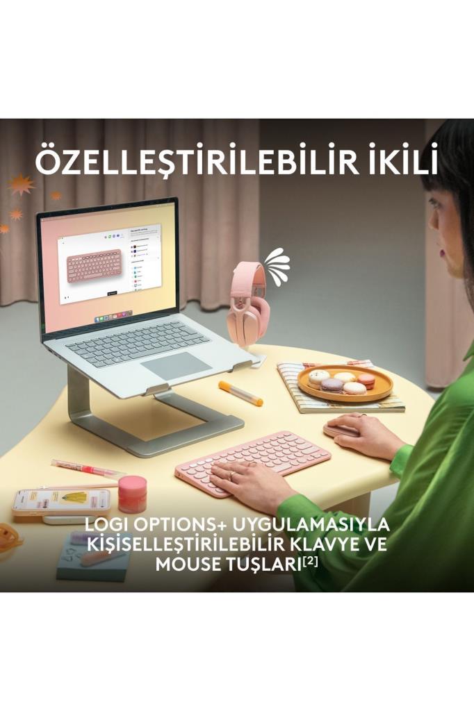Logitech Pebble 2 Combo 920-012247 Pembe TKL Kablosuz Klavye Mouse Seti - TEŞHİR