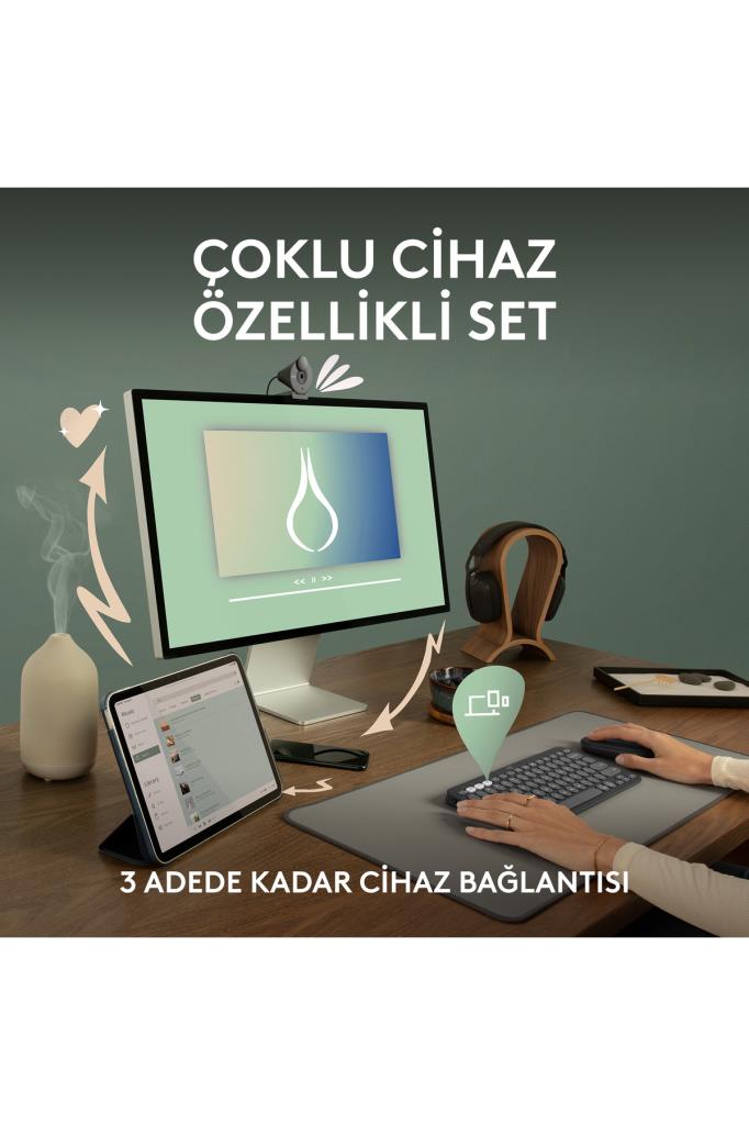 Logitech Pebble 2 Combo 920-012245 Siyah TKL Kablosuz Klavye Mouse Seti Outlet