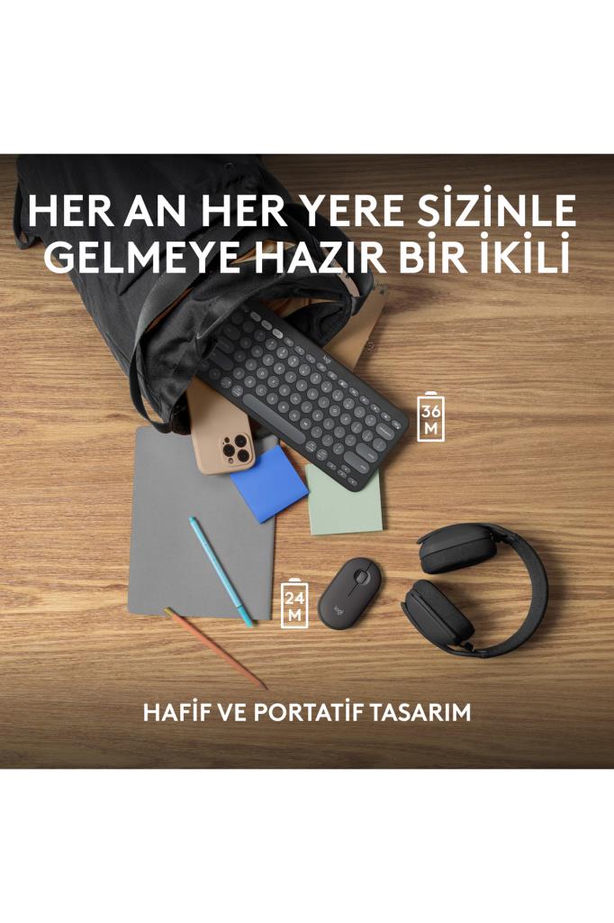 Logitech Pebble 2 Combo 920-012245 Siyah TKL Kablosuz Klavye Mouse Seti Outlet