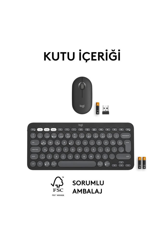 Logitech Pebble 2 Combo 920-012245 Siyah TKL Kablosuz Klavye Mouse Seti Outlet