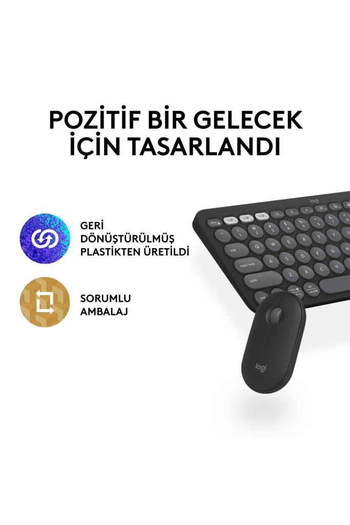 Logitech Pebble 2 Combo 920-012245 Siyah TKL Kablosuz Klavye Mouse Seti Outlet