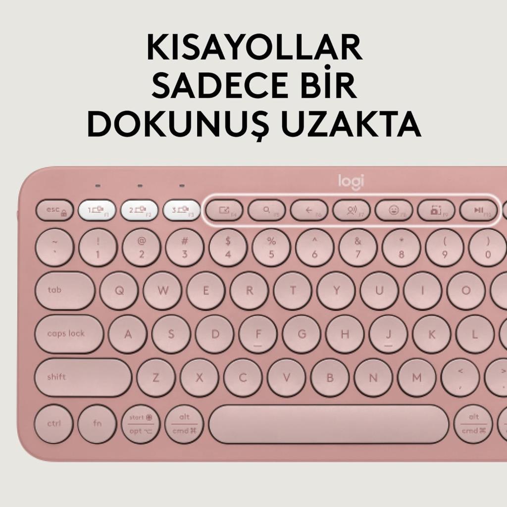 Logitech Pebble 2 Combo Pembe Kablosuz Klavye Mouse Seti - Outlet