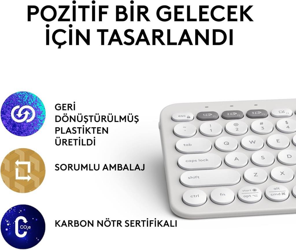Logitech Pebble Keys 2 K380S 920-011860 Beyaz Kablosuz Klavye