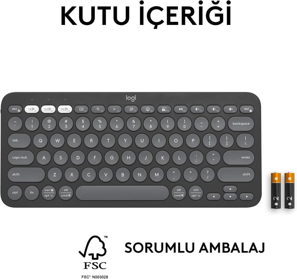 Logitech Pebble Keys 2 K380S 920-011859 Siyah Kablosuz Klavye Teşhir