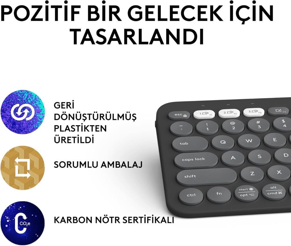 Logitech Pebble Keys 2 K380S 920-011859 Siyah Kablosuz Klavye Teşhir