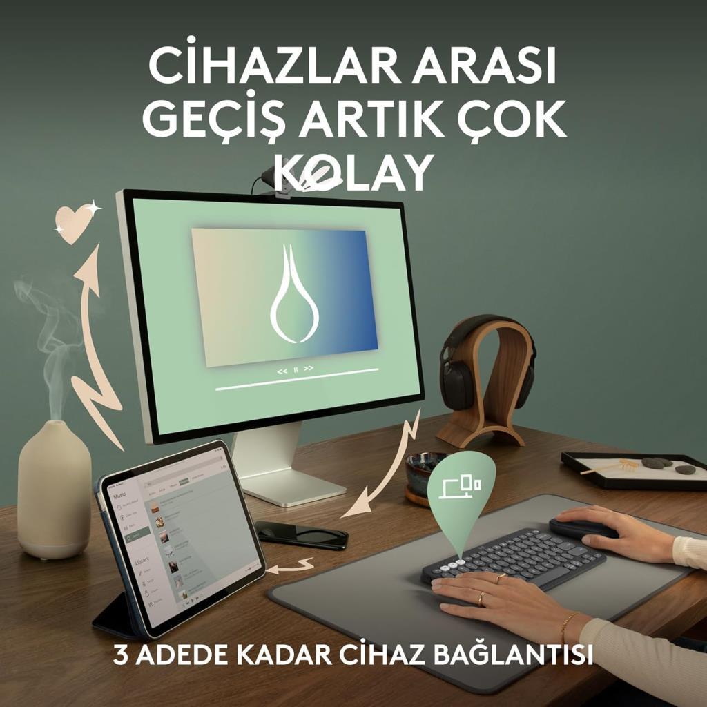 Logitech Pebble Keys 2 K380S 920-011859 Siyah Kablosuz Klavye Teşhir