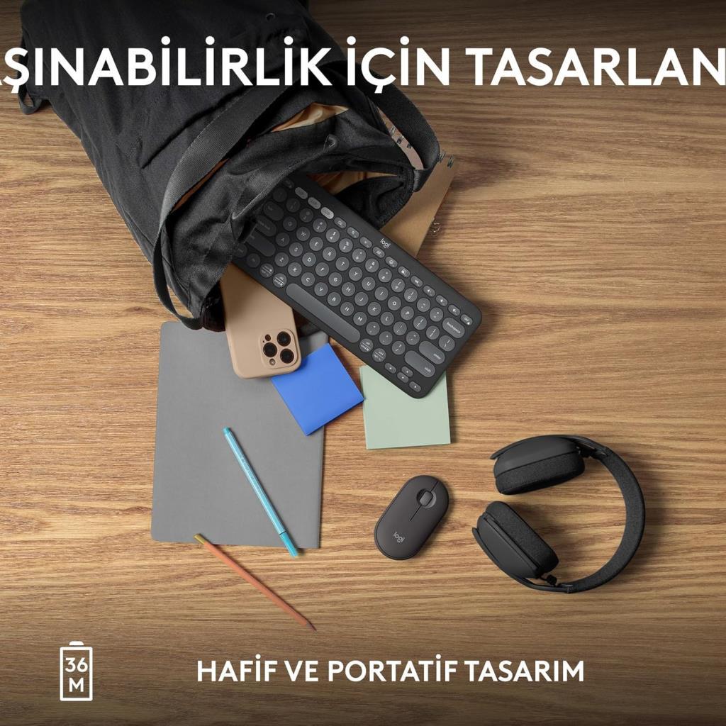 Logitech Pebble Keys 2 K380S 920-011859 Siyah Kablosuz Klavye Teşhir