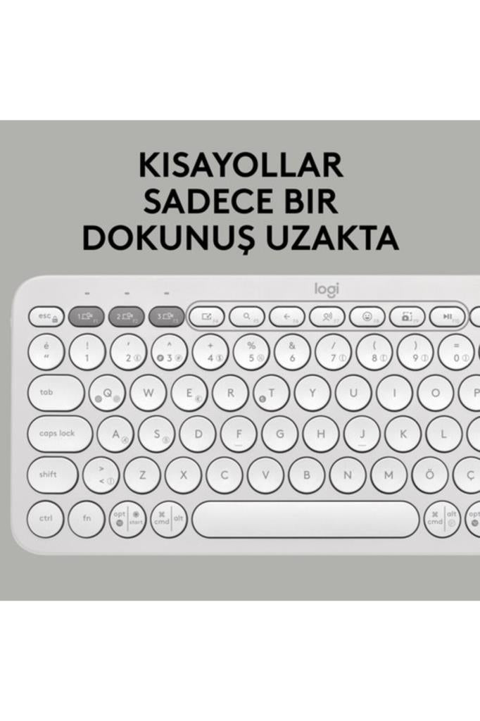 Logitech Pebble Keys 2 K380S 920-011860 Beyaz TKL Q Kablosuz Klavye Teşhir