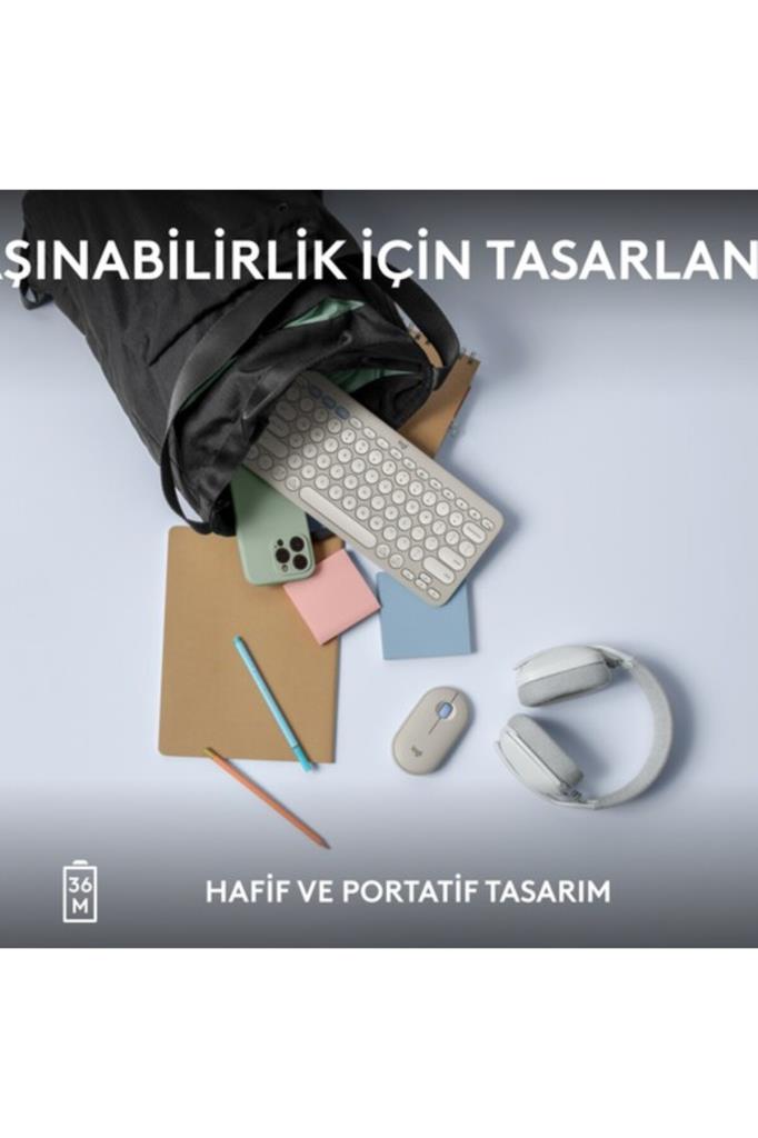 Logitech Pebble Keys 2 K380S 920-011860 Beyaz TKL Q Kablosuz Klavye Teşhir