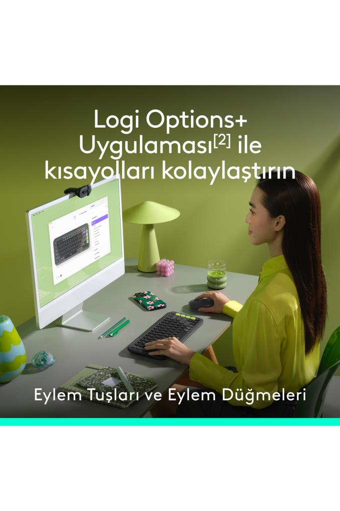 Logitech Pop Icon Combo 920-013075 مجموعة ماوس لوحة مفاتيح لاسلكية رمادية (عرض)