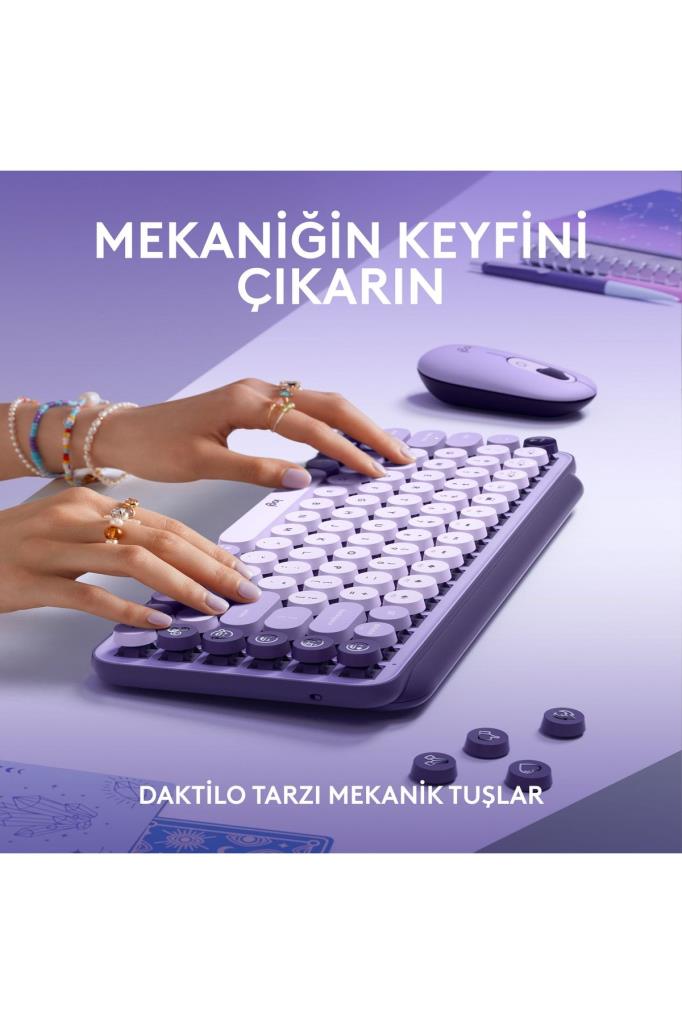 Logitech POP Keys 920-011527 Krem Mor TKL Kablosuz Mekanik Klavye Outlet