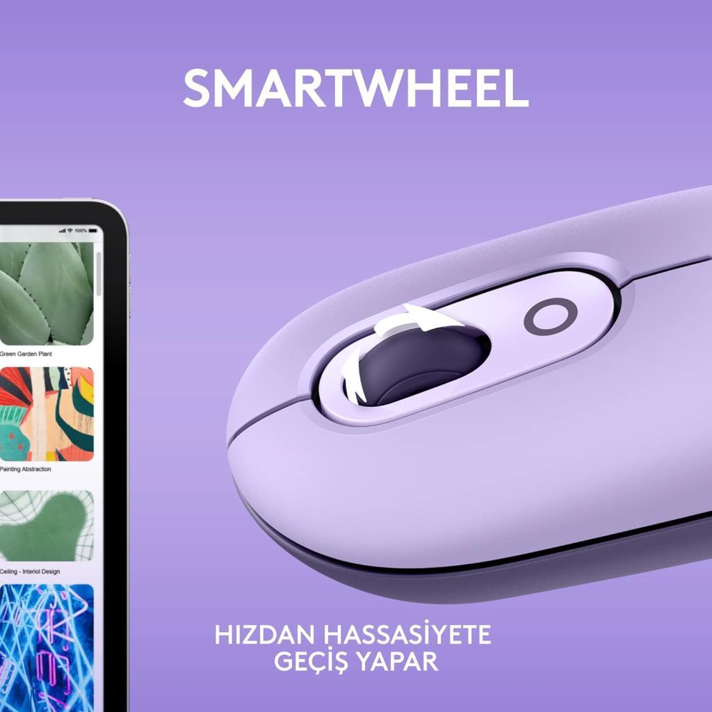 Logitech POP Emoji 910-006547 Lila Sessiz Optik Kablosuz Mouse Teşhir