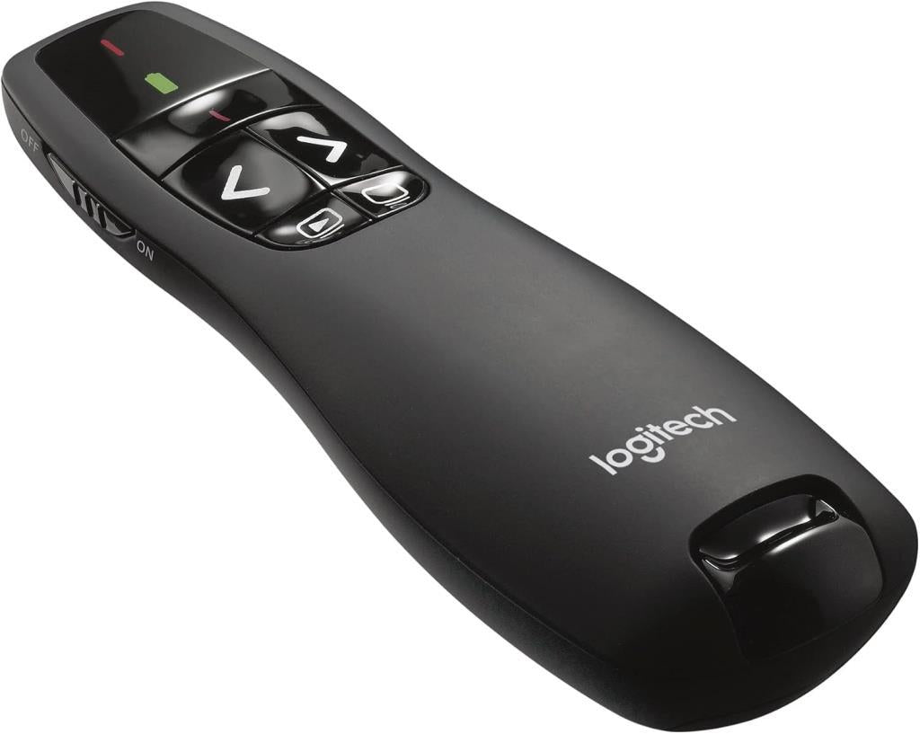 Logitech R400 Presenter, Usb Alıcı Üzerinden Kablosuz 2,4 Ghz Bağlantı, 15 M Menzil, Kırmızı Lazer İşaretleyici, Sezgisel Kullanım Elemanları, 6 Tuş, Pil Göstergesi, Pc - Siyah, İngilizce Ambalaj Outlet