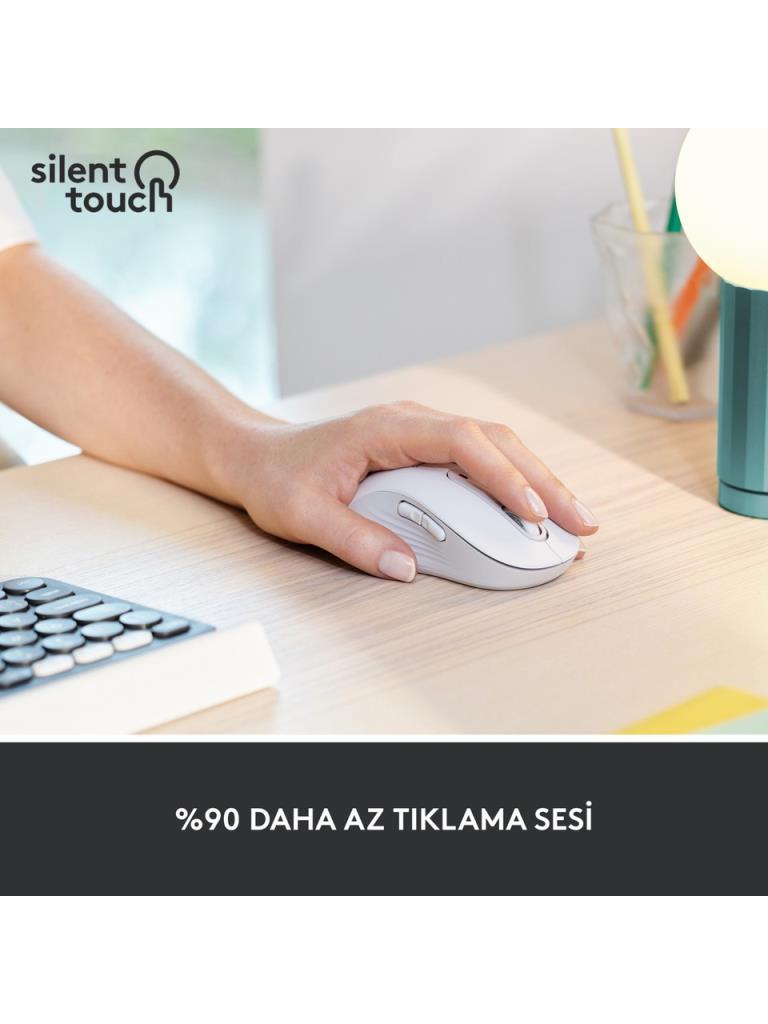 Logitech M650 Signature 910-006240 Beyaz Büyük Boy Sol El Sessiz Optik Kablosuz Mouse Teşhir