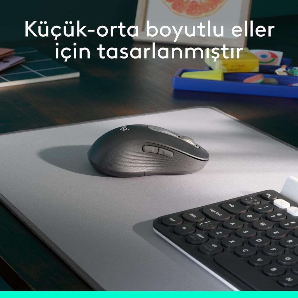 Logitech M650 Signature 910-006236 Siyah Sessiz Büyük Boy Sol El Optik Kablosuz Mouse Teşhir