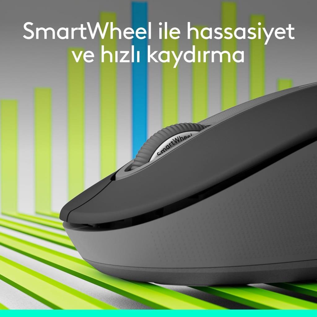 Logitech M650 Signature 910-006236 Siyah Sessiz Büyük Boy Sol El Optik Kablosuz Mouse Teşhir