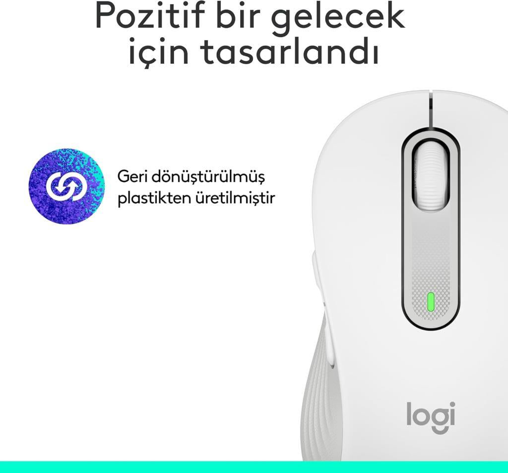 Logitech M650 Signature 910-006255 Beyaz Sessiz Küçük Boy Sağ El Kablosuz Mouse Outlet