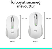 Logitech M650 Signature 910-006255 Beyaz Sessiz Küçük Boy Sağ El Kablosuz Mouse Teşhir
