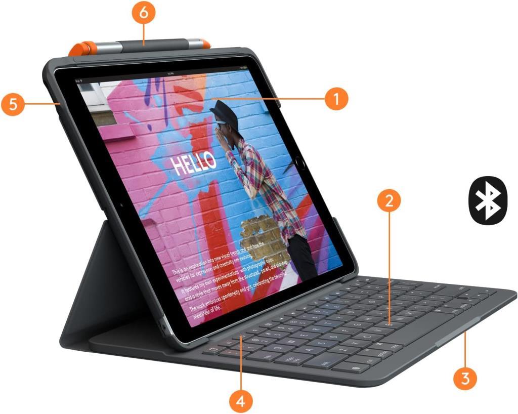 Logitech Slim Folio iPad 10.2 inç 7. ve 8. Nesil ile Uyumlu Klavyeli Kılıf Gri Teşhir