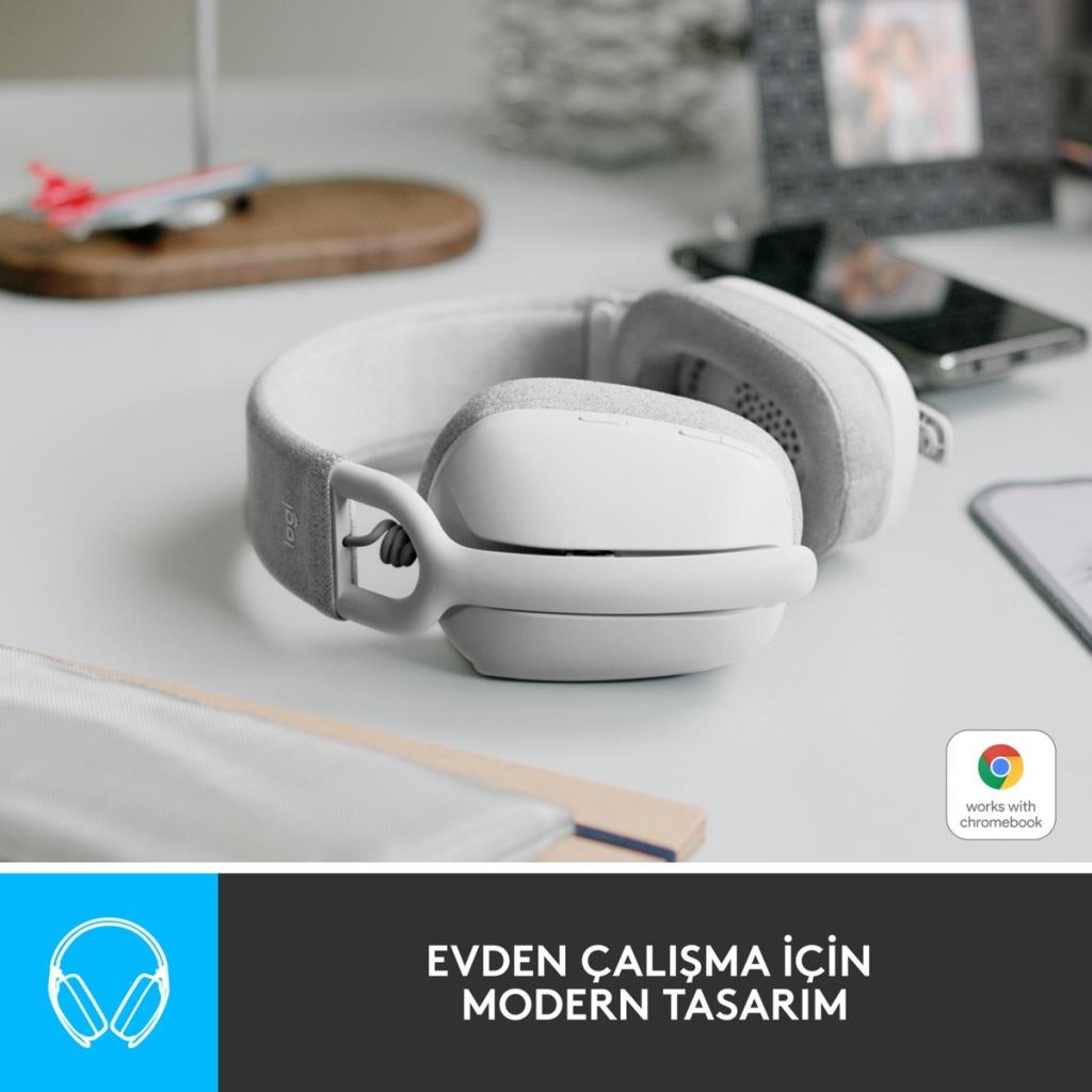 Logitech Zone Vibe 100 Bluetooth Çağrı Merkezi Kulaklığı Beyaz Teşhir