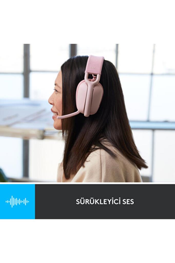 Logitech Zone Vibe 100 Bluetooth Çağrı Merkezi Kulaklığı Pembe