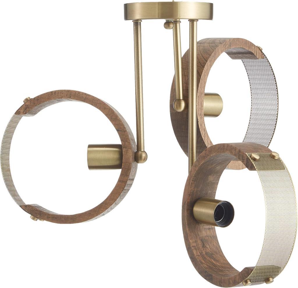 Lucea Manya 3'lü Ahşapli Eskitme Plafonyer 3 X E27