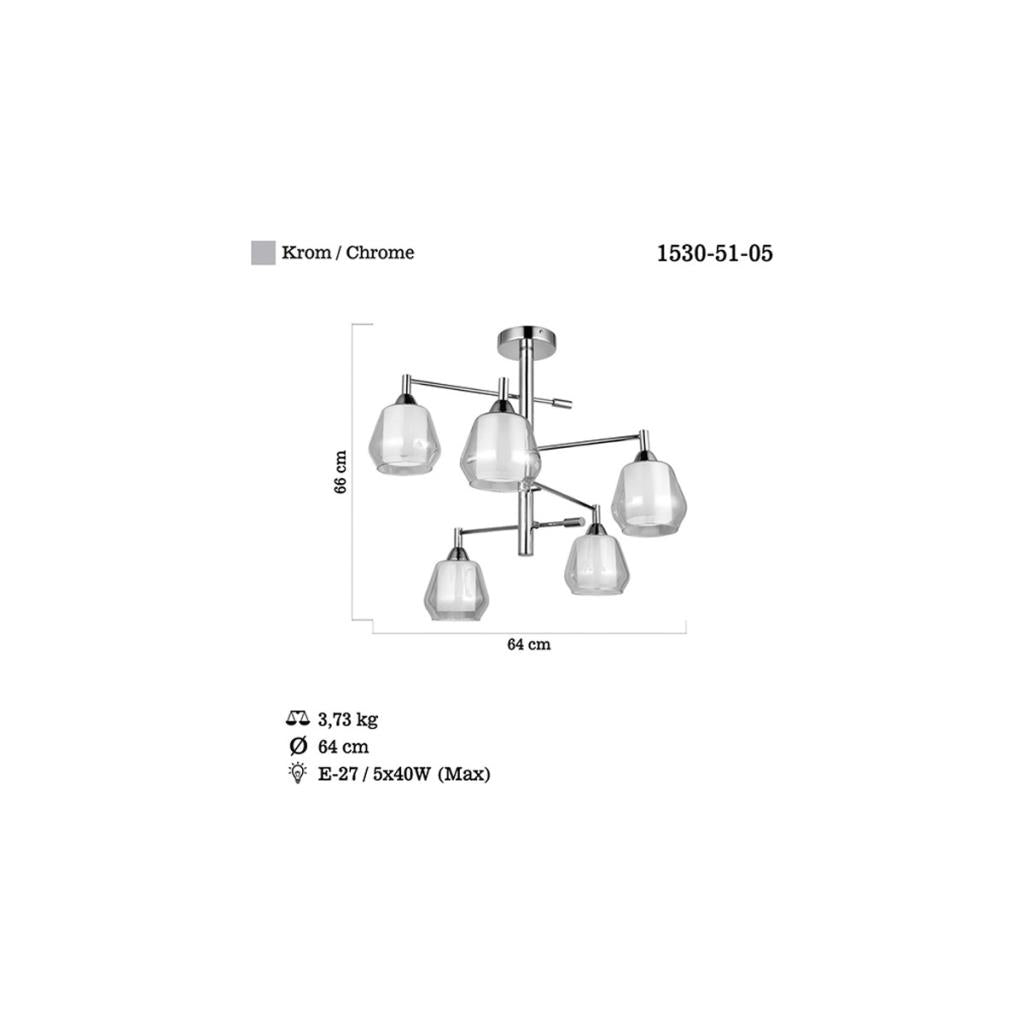 LUCEA Palmela 5 Lı Krom Plafonyer 5xe27