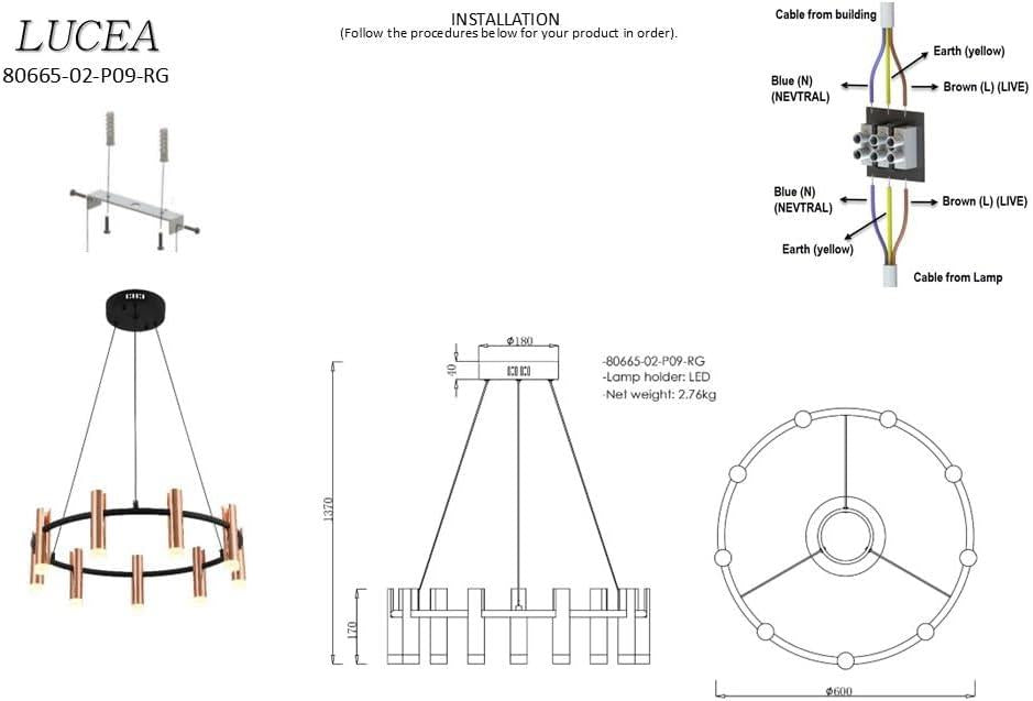 Lucea Pınto Ledlı 9 Lu Avıze 3000k 36w AVİZE - OUTLET