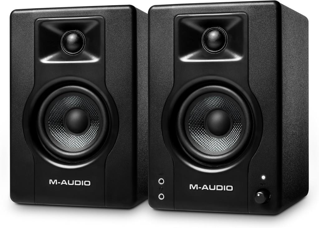 M-AUDIO BX3 - 3.5" Stüdyo Monitörleri, HD PC Hoparlörleri, Müzik Prodüksiyon Yazılımı ile Kayıt ve Multimedya için, 120W, Çift Outlet